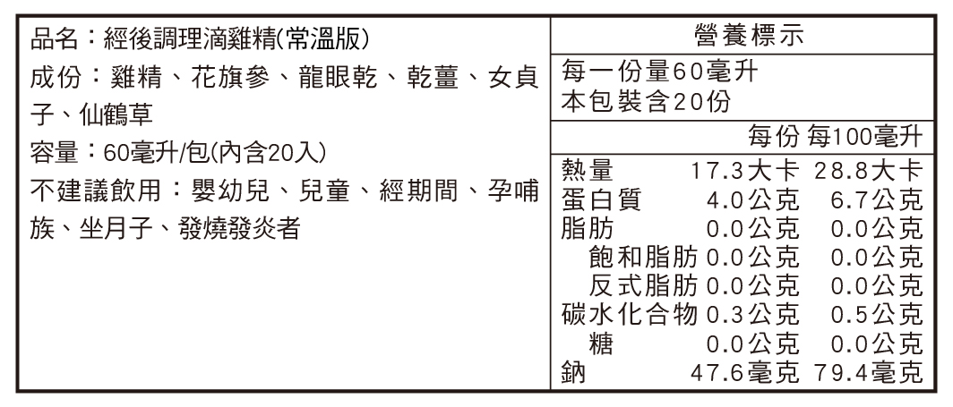 常溫經後20入